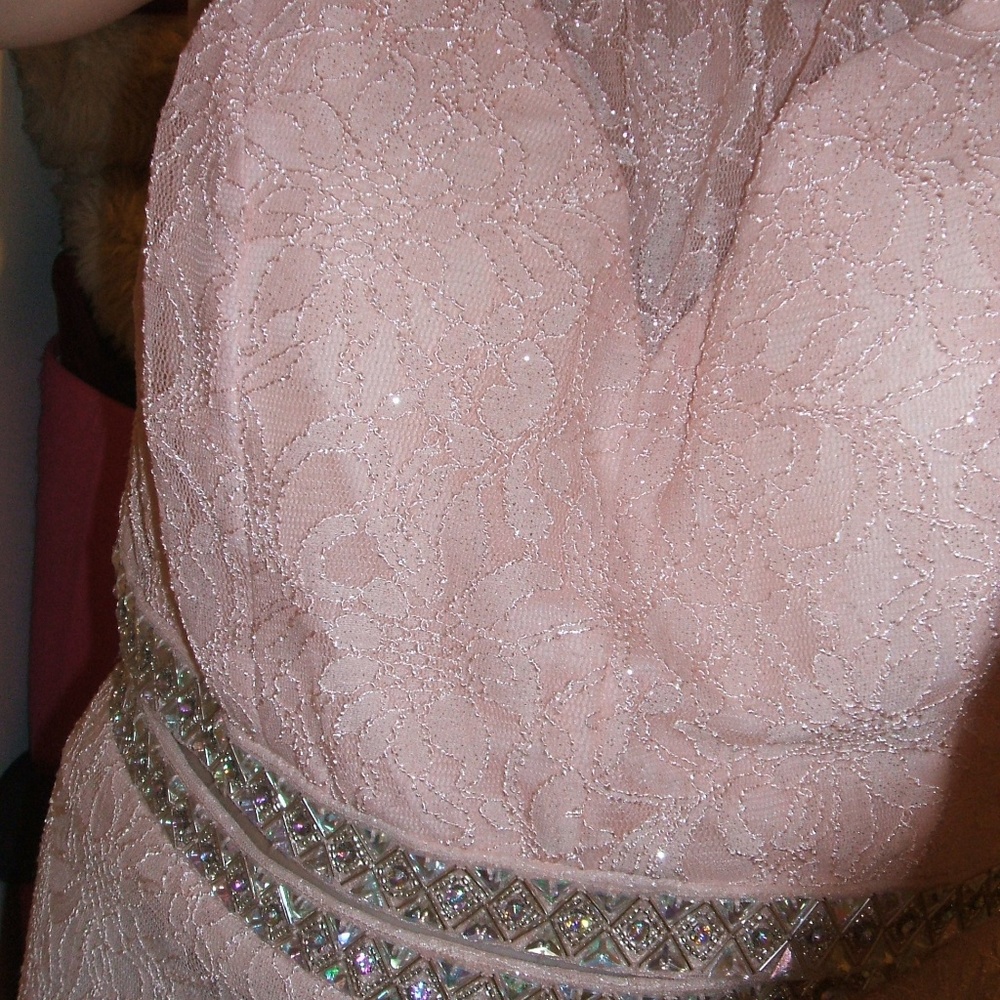 City Triangles JCPenney 2 pc pink slvr jewled gown